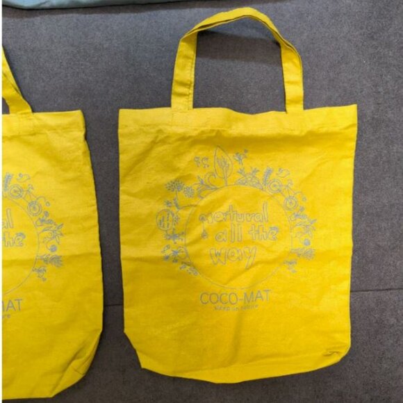 Coco Mat soft cotton reusable bags set of 3 Teal and Yellow - Picture 5 of 7